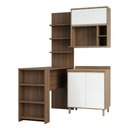 Ver imagem 3 de Cozinha Compacta 4 Peças com Bancada Mesa Gourmet Armário com Nicho Balcão 80cm Mel Luciane Móveis
