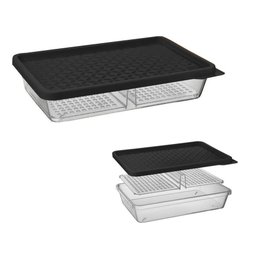 Org. de Frios Transparente Translucido com Tampa Preto Solido de Plastico - 1