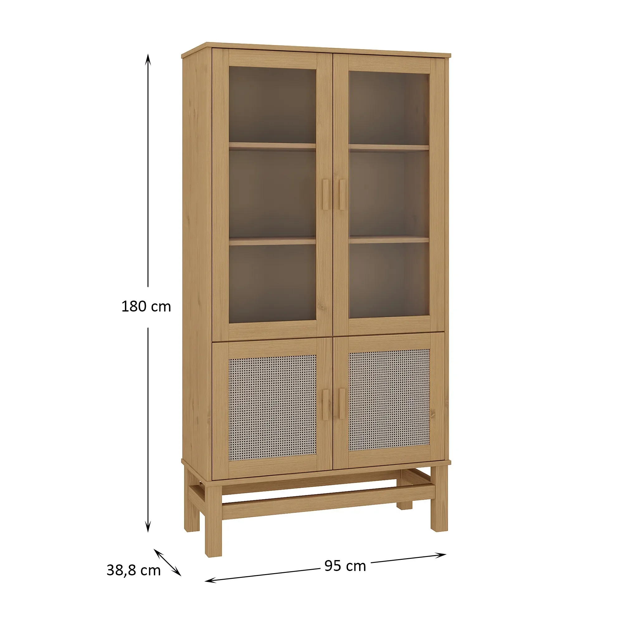 Ver imagem 5 de Cristaleira em Madeira, Vidro e Rattan 04 Portas
