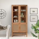 Ver imagem 4 de Cristaleira em Madeira, Vidro e Rattan 04 Portas