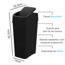 Ver imagem 4 de Lixeira Tampa Basculante 8 Litros Cor:preto