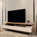 Ver imagem 1 de Rack para TV até 60 Polegadas MDF 180cm Pés em Madeira Maciça Vivare Branco