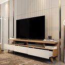 Ver imagem 4 de Rack para TV até 60 Polegadas MDF 180cm Pés em Madeira Maciça Vivare Branco