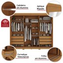 Ver imagem 6 de Guarda Roupas Casal 3 Portas de Correr com Espelho Central 6 Gavetas e Pés Denze