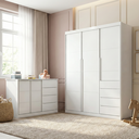 Ver imagem 1 de Quarto Infantil Guarda-Roupa 3 Portas e Cômoda 4 Gavetas Pérola Branco
