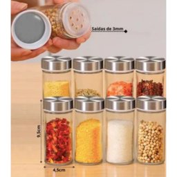 Porta Condimentos e Temperos Giratório com 12 Potes em Aço Inox e Vidro - 3