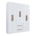 Ver imagem 1 de Guarda-roupa Solteiro Napoli 6 Portas 2 Gavetas 100% Mdf Branco - Doripel Móveis