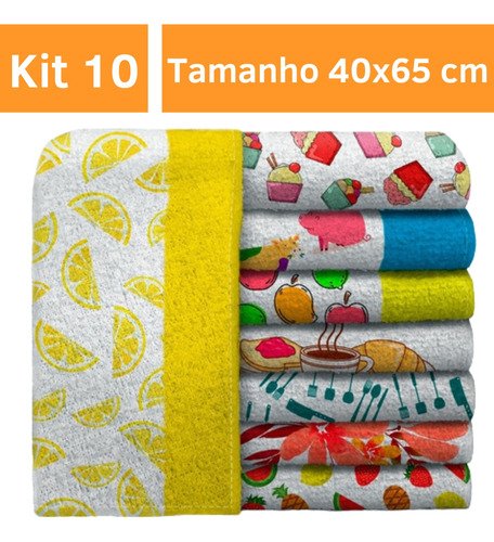 Kit 10 Panos de Prato Estampado Atoalhado Simples 40 X 60cm - 2