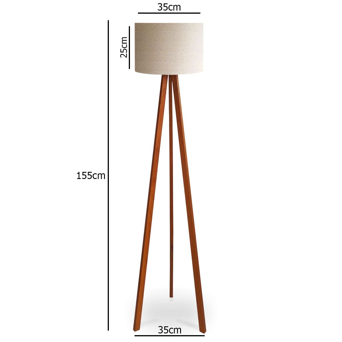 Luminária Abajur de Chão Tripé Tradicional com Cúpula de Tecido Linho - 2