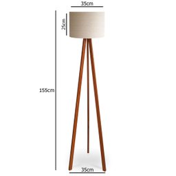 Luminária Abajur de Chão Tripé Tradicional com Cúpula de Tecido Linho - 2