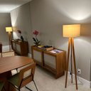 Ver imagem 7 de Luminária Abajur de Chão Tripé Tradicional com Cúpula de Tecido Linho