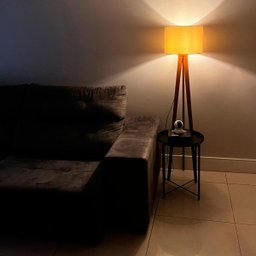 Luminária Abajur de Chão Tripé Tradicional com Cúpula de Tecido Linho - 5
