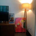 Ver imagem 4 de Luminária Abajur de Chão Tripé Tradicional com Cúpula de Tecido Linho