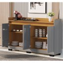 Ver imagem 5 de Buffet Aparador 4 Portas MDP Cinza e Mel 113cm Real