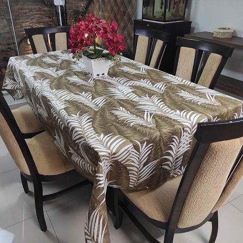 Toalha de Mesa Térmica Impermeável 1,50m X 3,00m para Mesa 8 a 10 Cadeiras - Folhagem