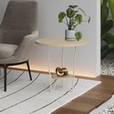 Ver imagem 1 de Mesa Lateral Redonda Industrial Italy Ferro Branco e Tampo Off-white