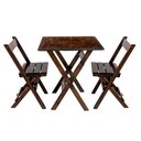 Ver imagem 1 de Conjunto Mesa Dobrável 60x60cm com 2 Cadeiras em Madeira Maciça - Imbuia - Marrom
