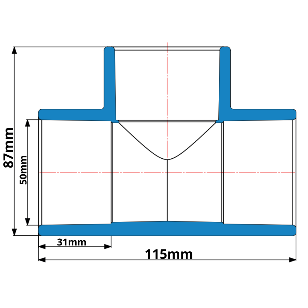 10 Unidades Conexão Tee Irrigação Bitola 50mm Cor Azul Durín - 3
