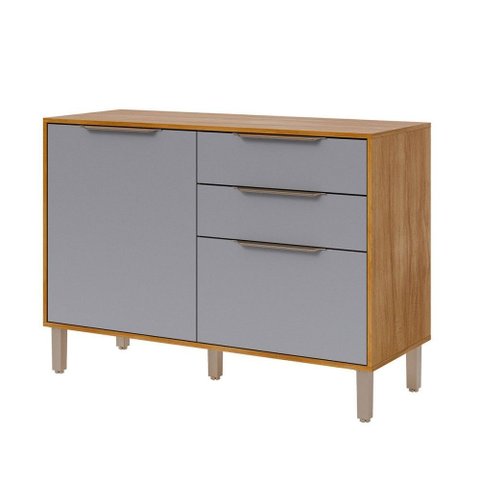Balcão de Cozinha 120 Cm Celeste 2 Portas 2 Gavetas 100% Mdf Cinamomo/platina - Mgm Móveis