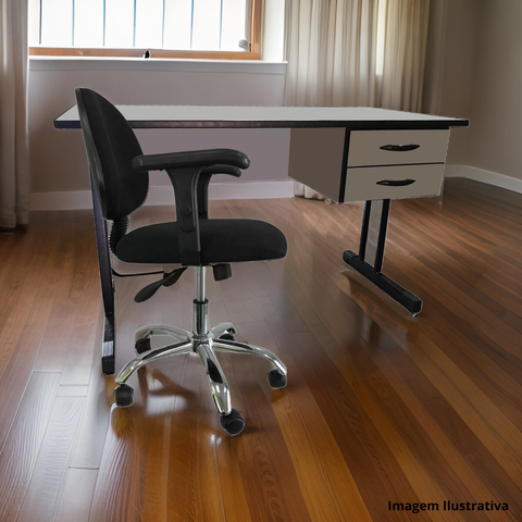 Kit Home Office Mesa com Gaveta 120x60 Standart e Cadeira Laizz Base Preta Escritorio