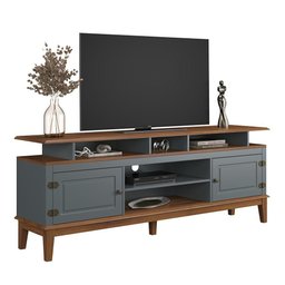 Rack de Madeira Maciça com 2p Base Elevada Cinza - 1 Rack de Madeira Maciça com 2p Base Elevada Cinza - 1