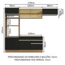 Ver imagem 4 de Armário de Cozinha Completa 270cm Rustic Preto Glamy Madesa 11