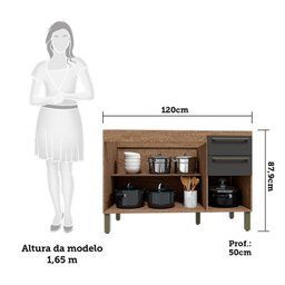 Balcão de Cozinha para Pia 120cm com 3 Portas 2 Gavetas sem Tampo 100% Mdf Itália Espresso Móveis - 4 Balcão de Cozinha para Pia 120cm com 3 Portas 2 Gavetas sem Tampo 100% Mdf Itália Espresso Móveis - 4