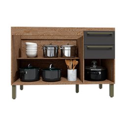 Balcão de Cozinha para Pia 120cm com 3 Portas 2 Gavetas sem Tampo 100% Mdf Itália Espresso Móveis - 2 Balcão de Cozinha para Pia 120cm com 3 Portas 2 Gavetas sem Tampo 100% Mdf Itália Espresso Móveis - 2