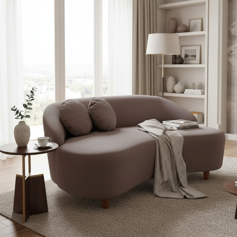 Namoradeira Sofá Feijão Cancún 130cm Orgânica Suede Capuccino