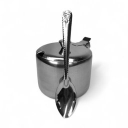 Açucareiro de Mesa em Inox Pequeno com Colher e Tampa 200ml - 5