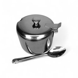 Açucareiro de Mesa em Inox Pequeno com Colher e Tampa 200ml - 3