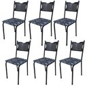 Ver imagem 1 de Kit 6 Cadeira para Cozinha Mc Tubular Almofadada Estrutura Preta com Assento Floral Medcombo