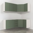 Ver imagem 3 de Cozinha Modulada 6 Peças sem Tampo 3 Aéreos 6 Portas e 3 Balcões Ipanema CabeCasa MadeiraOriginals Verde/Folha/Branco