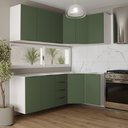 Ver imagem 1 de Cozinha Modulada 6 Peças sem Tampo 3 Aéreos 6 Portas e 3 Balcões Ipanema CabeCasa MadeiraOriginals Verde/Folha/Branco