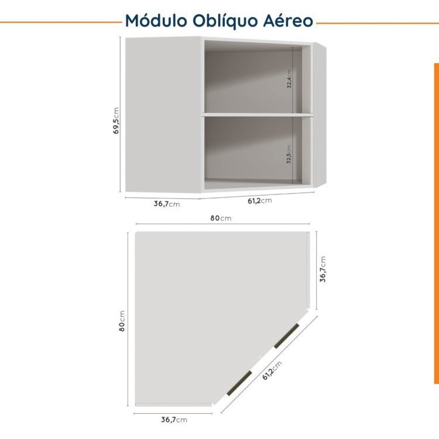 Cozinha Modulada 6 Peças com Tampo 3 Aéreos 6 Portas e 3 Balcões Ipanema CabeCasa MadeiraMadeira - 15