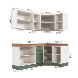 Cozinha Modulada 6 Peças com Tampo 3 Aéreos 6 Portas e 3 Balcões Ipanema CabeCasa MadeiraOriginals - 7 Cozinha Modulada 6 Peças com Tampo 3 Aéreos 6 Portas e 3 Balcões Ipanema CabeCasa MadeiraOriginals - 7