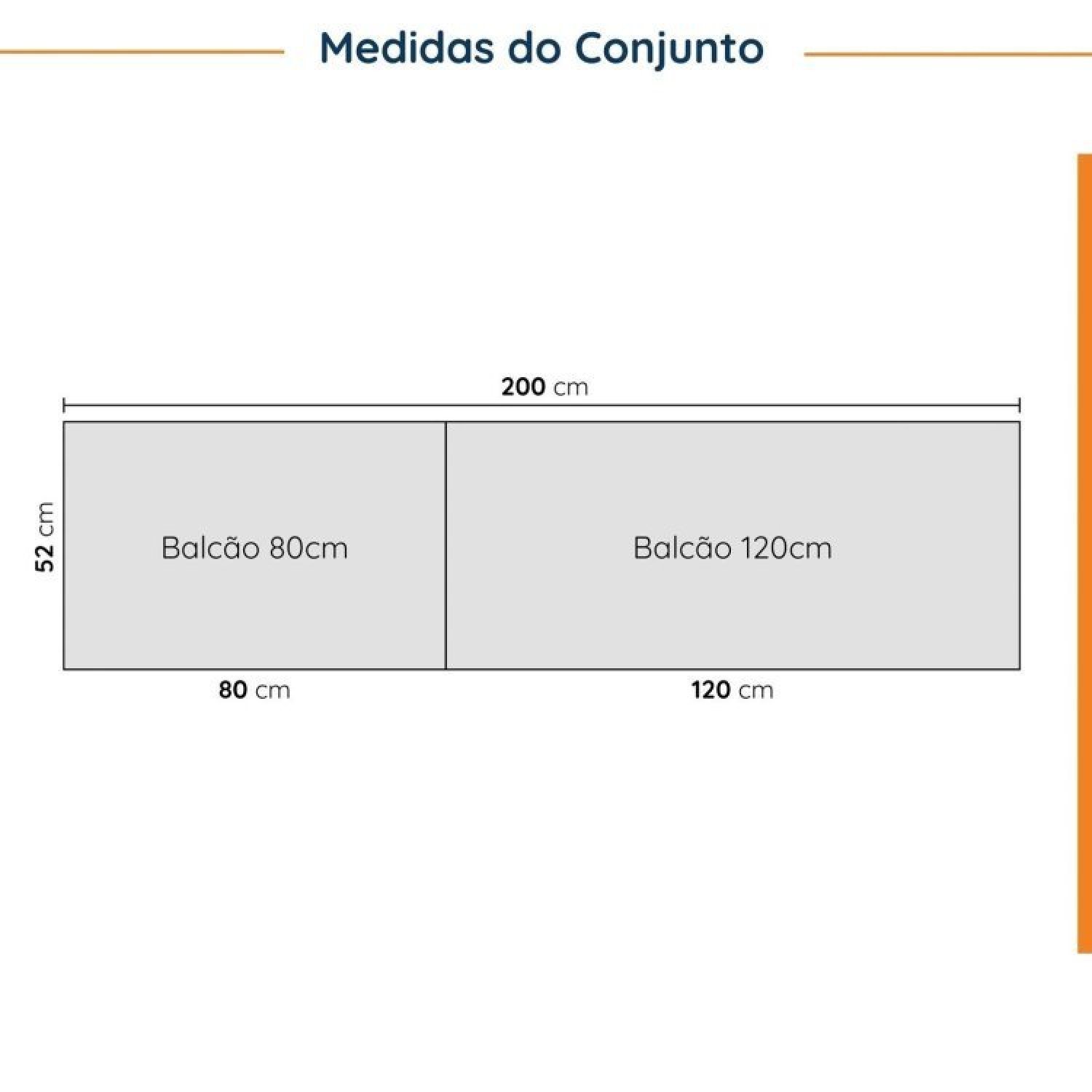 Cozinha Modulada 4 Peças com Tampo 2 Aéreos 5 Portas e 2 Balcões Ipanema CabeCasa MadeiraMadeira - 4