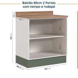 Cozinha Modulada 4 Peças com Tampo 2 Aéreos 5 Portas e 2 Balcões Ipanema CabeCasa MadeiraMadeira - 16