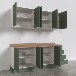 Cozinha Modulada 4 Peças com Tampo 2 Aéreos 5 Portas e 2 Balcões Ipanema CabeCasa MadeiraMadeira - 11