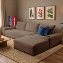 Ver imagem 1 de Sofá Evo 2,70m Molas Ensacadas com Chaise Lounge Direita Velourê Marrom Cama Inbox