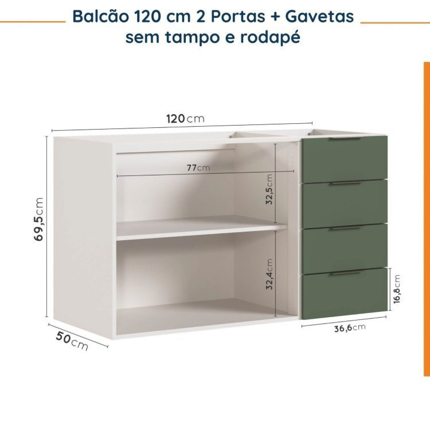 Cozinha Modulada 4 Peças sem Tampo 2 Aéreos e 2 Balcões Ipanema CabeCasa MadeiraMadeira - 15