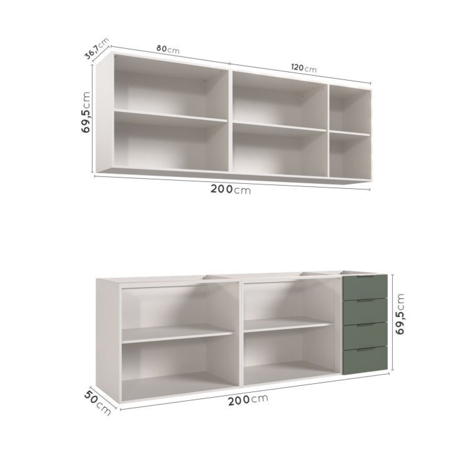 Cozinha Modulada 4 Peças sem Tampo 2 Aéreos e 2 Balcões Ipanema CabeCasa MadeiraMadeira - 6