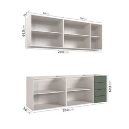 Cozinha Modulada 4 Peças sem Tampo 2 Aéreos e 2 Balcões Ipanema CabeCasa MadeiraMadeira - 6