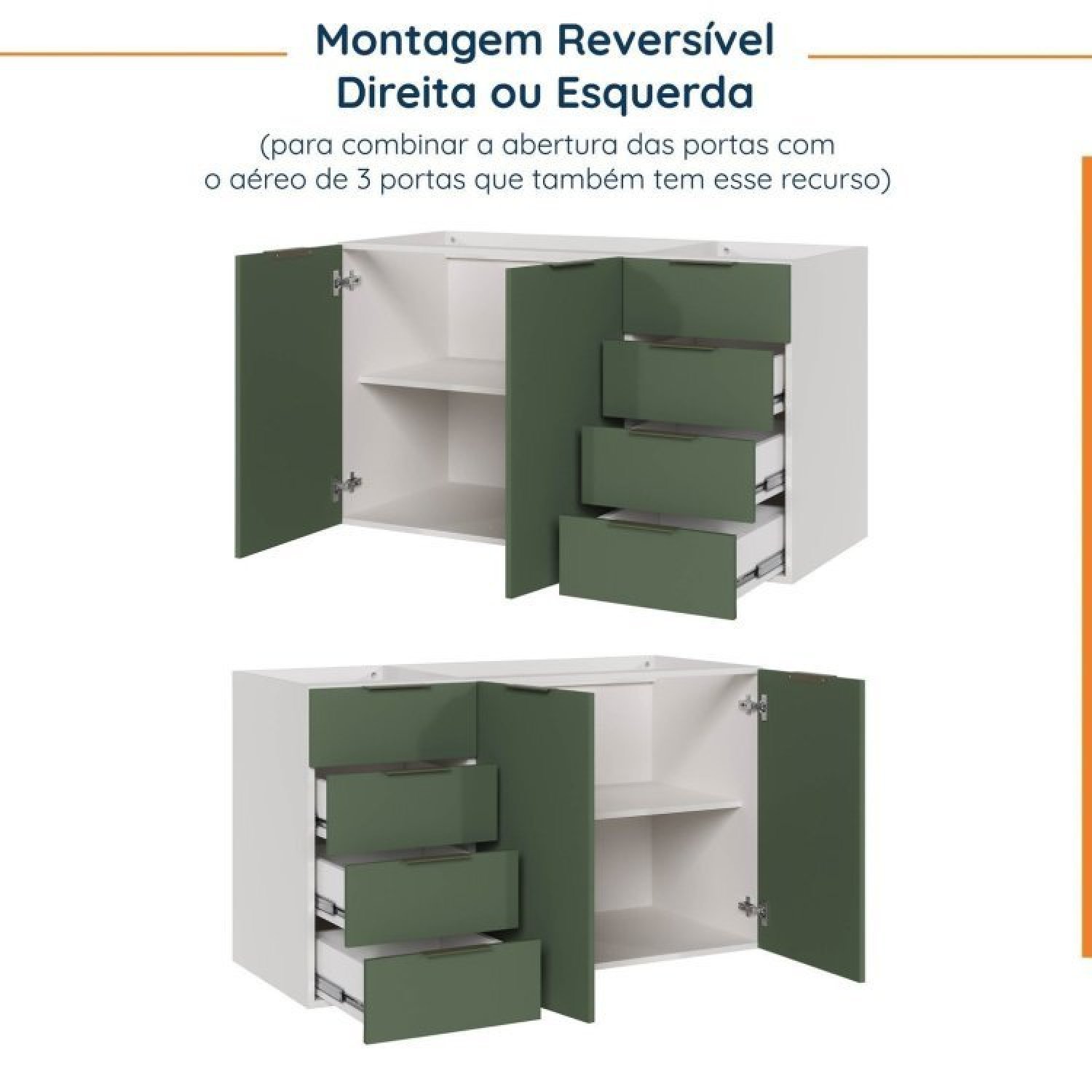 Cozinha Modulada 4 Peças sem Tampo 2 Aéreos e 2 Balcões Ipanema CabeCasa MadeiraMadeira - 16