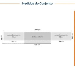 Cozinha Modulada 4 Peças com Tampo 3 Aéreos 5 Portas e 1 Balcão Ipanema CabeCasa MadeiraMadeira - 4