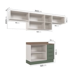 Cozinha Modulada 4 Peças com Tampo 3 Aéreos 5 Portas e 1 Balcão Ipanema CabeCasa MadeiraMadeira - 6
