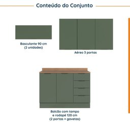 Cozinha Modulada 4 Peças com Tampo 3 Aéreos 5 Portas e 1 Balcão Ipanema CabeCasa MadeiraMadeira - 5