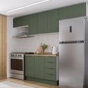 Ver imagem 3 de Cozinha Modulada 4 Peças com Tampo 3 Aéreos 5 Portas e 1 Balcão Ipanema CabeCasa MadeiraOriginals Verde/Folha/Branco