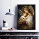 Ver imagem 1 de Quadro Decorativo Anjo Renascentista Mãe 24x18cm:madeira Branca