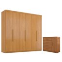 Ver imagem 1 de Guarda Roupa Casal Evidence Plus 6 Portas com Cômoda Sapateira Genova Plus 4 Gavetas Cinamomo Fosco